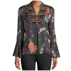 Johnny Was Black Floral Top